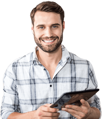 Homme dans site web pour designeur d'intérieur
